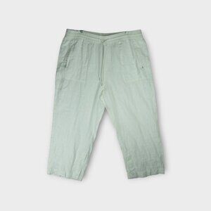 Athleta Linen Drawstring Cropped Pants Size 20 Classic White